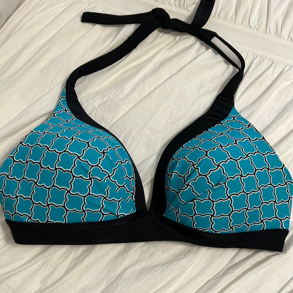 Sweet Escape 14 bikini top push up teal black halter tie